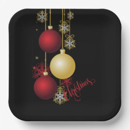 ブラック、金ゴールド、レッドクリスマスパーティー ペーパープレート