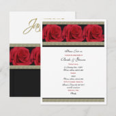 ブラック·金ゴールド·レッド·エレガント·ウェディング 招待状 (正面/裏面)
