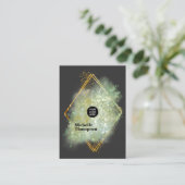 ブラック&金ゴールド《写真》ぼけ味スクエアビジネスカード 名刺 (スタンド正面)