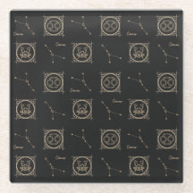 ブラック&金ゴールド〔占星術の〕十二宮図がん星星印