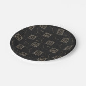 ブラック&金ゴールド〔占星術の〕十二宮図がん星星印 ペーパープレート (アングル)