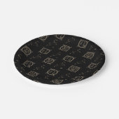 ブラック&金ゴールド〔占星術の〕十二宮図レオアストロロジースターサイン ペーパープレート (アングル)