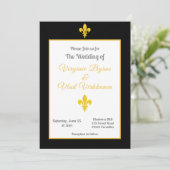 ブラック&金ゴールド（紋章の）フラ・ダ・リ結婚式招待状 招待状 (スタンド正面)