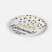 ブラック·金ゴールド·紙吹雪·ハッピー·リタイアメント ペーパープレート (アングル)