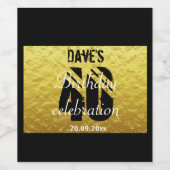 ブラック&金ゴールドAny Age Birthday Party パーソナライズされた ワインラベル (シングルラベル)