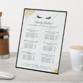 ブラック&金ゴールドIalash美しいサロンサービスリスト 台座サイン (インサイチュ)