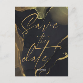 ブラック&金ゴールドMセーブ・ザ・デート案内はがき 案内ポストカード
