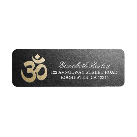 ブラック&金ゴールドOMシンボルヨガ仲介インストラクター ラベル (正面)