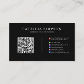 ブラック&金ゴールドQRコードとソーシャルメディア&くもの巣リンク 名刺 (裏面)