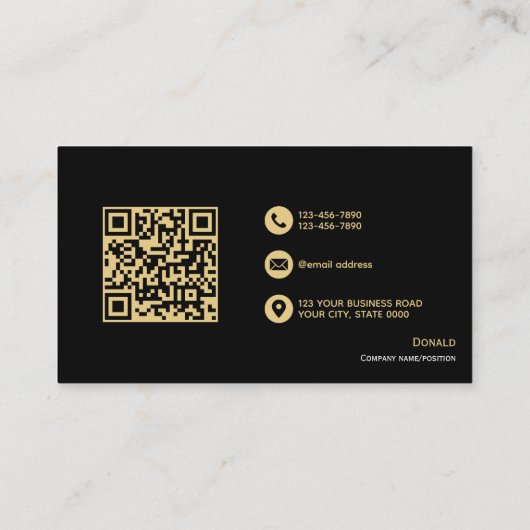 ブラック&金ゴールドVIP – 完全にカスタマイズおよびプロフェッショナル 名刺 (裏面)