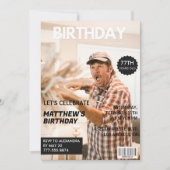 ブラック 雑誌の表紙 77歳の誕生日 招待状 (正面)