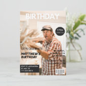 ブラック 雑誌の表紙 77歳の誕生日 招待状 (スタンド正面)