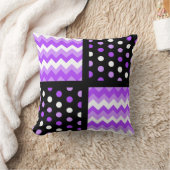 ブラック/2トーン紫外線/ホワイトシェブロン/水玉模様 クッション (ブランケット)
