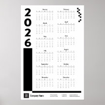 ブラック 2026 年版 コーポレート ウォールカレンダー ポスター