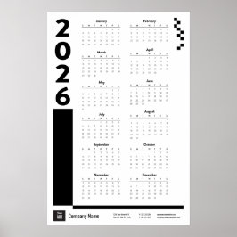 ブラック 2026 年版 コーポレート ウォールカレンダー ポスター