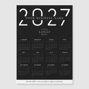 ブラック 2027 モダン カレンダー ビジネス ロゴ マグネット