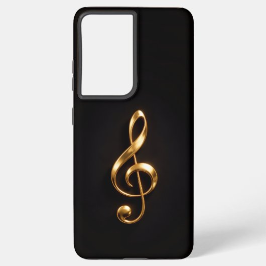 ブラック 4 Luxe Galaxy S21 Ultra、黄金のト音記号 Samsung Galaxyケース (裏面)