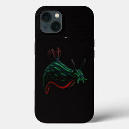 ブラック 4 Luxe iPhone 13 ケース、ネオン グリーン ウミウシ 13ケース