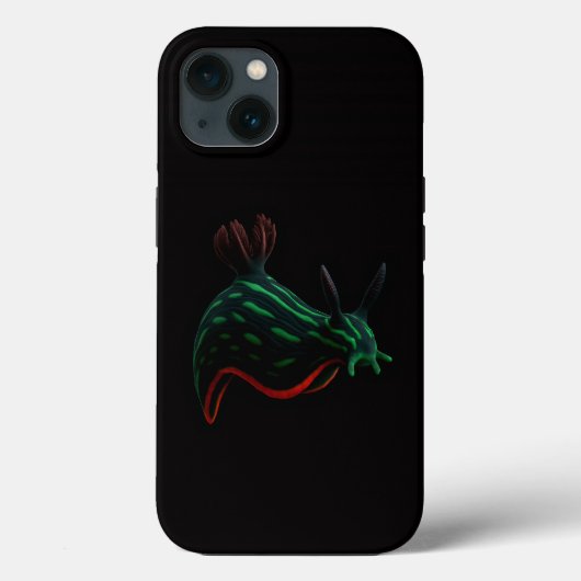 ブラック 4 Luxe iPhone 13 ケース、ネオン グリーン ウミウシ Case-Mate iPhoneケース (裏面)