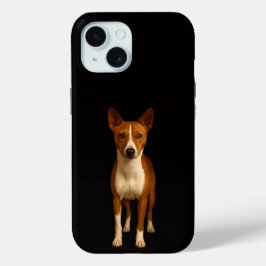 ブラック 4 Luxe iPhone 15 ケース、クラシック バセンジー 犬 15ケース