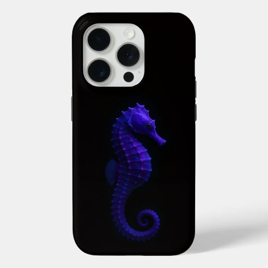 ブラック 4 Luxe iPhone 15 Pro マット仕上げ、紫のタツノオトシゴ Case-Mate iPhoneケース (裏面)