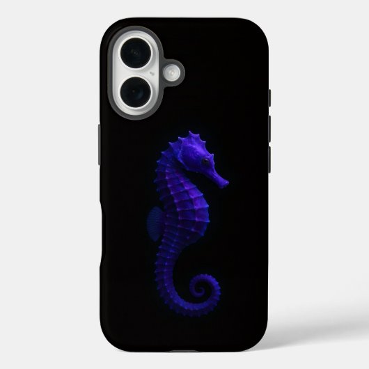 ブラック 4 Luxe iPhone 16 Case-Mate、スミレ色のタツノオトシゴ Case-Mate iPhoneケース (裏面)
