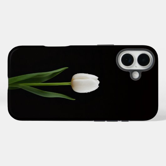 ブラック 4 Luxe iPhone 16 Plus、パールホワイトチューリップ Case-Mate iPhoneケース (裏面 (横))