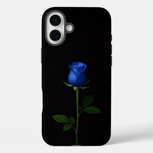 ブラック 4 Luxe iPhone 16 Plus、ミッドナイト ブルー ローズ Case-Mate iPhoneケース (裏面)