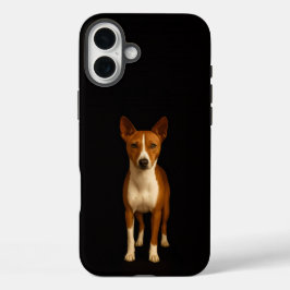 ブラック 4 Luxe iPhone 16 Plus、洗練されたバセンジー犬 Plusケース