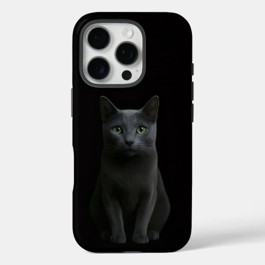 ブラック 4 Luxe iPhone 16 Pro、ロシアンブルー 猫 Case-Mate iPhoneケース (裏面)