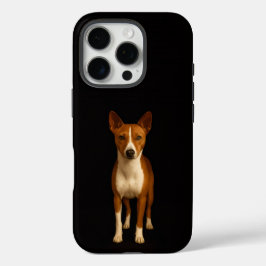 ブラック 4 Luxe iPhone 16 Pro、上品なバセンジー犬 Proケース