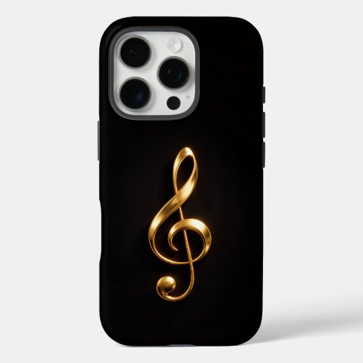 ブラック 4 Luxe iPhone 16 Pro、黄金のト音記号 Case-Mate iPhoneケース (裏面)