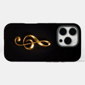 ブラック 4 Luxe iPhone 16 Pro、黄金のト音記号 Case-Mate iPhoneケース (裏面 (横))