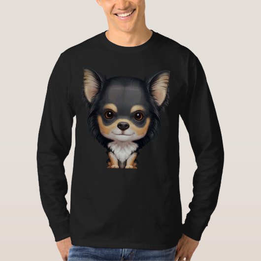 ブラック&タンロンヘアチワワ tシャツ (正面)