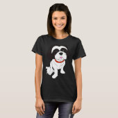 ブラック&ホワイトシーズー(犬)Tzu Tシャツ (正面フル)
