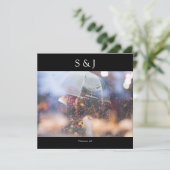 ブラック chic フォト エレガント モダン スクエア ミニマリスト 招待状 (スタンド正面)