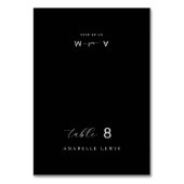 ブラック chic モノグラム ゲスト名 ウェディング 席札 テーブルナンバー (正面)