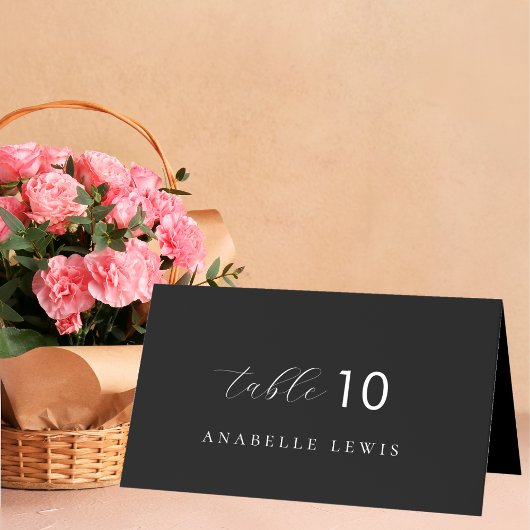 ブラック chic モノグラム ゲスト名 ウェディング 席札 テーブルナンバー