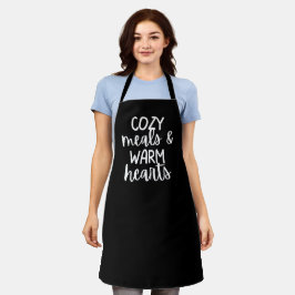 ブラック「Cozy Meals & Warm Hearts」女性用エプロン エプロン