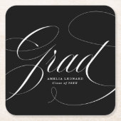 ブラック | Eloquence Graduation Square紙コースター スクエアペーパーコースター (正面)