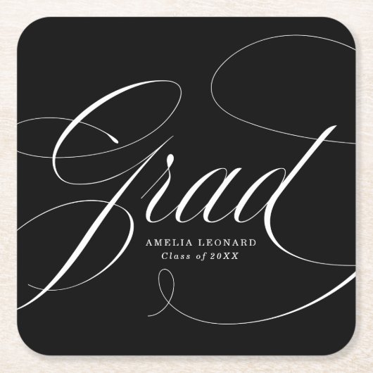 ブラック | Eloquence Graduation Square紙コースター スクエアペーパーコースター (正面)