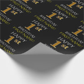 ブラック「HAPPY 1st BIRTHDAY」ラッピング紙 ラッピングペーパー (角)