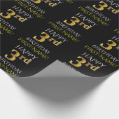 ブラック「HAPPY 3rd BIRTHDAY」ラッピング紙 ラッピングペーパー (角)