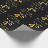 ブラック「HAPPY 4th BIRTHDAY」ラッピング紙 ラッピングペーパー (角)