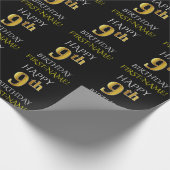 ブラック「HAPPY 9誕生日」ラッピング紙 ラッピングペーパー (角)