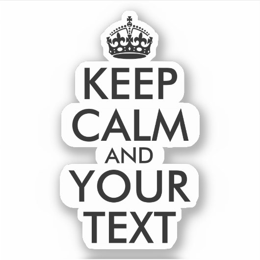 ブラック Keep Calmとあなたのテキスト シール (正面)