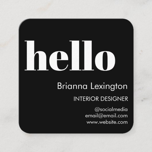 ブラック | QRコードソーシャルメディアこんにちは スクエア名刺 (正面)