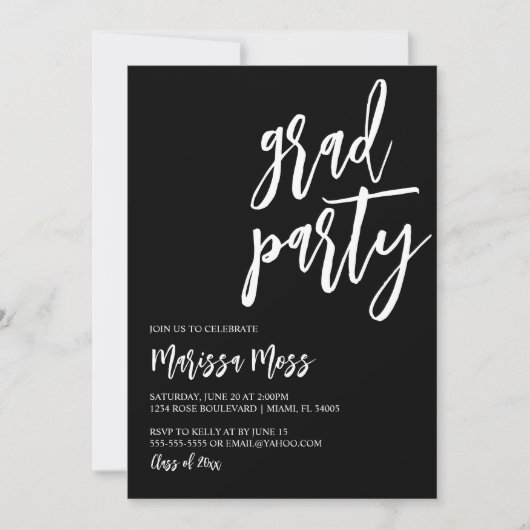 ブラック&whileグラードパーティの招待状 招待状 (正面)