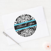 ブラック&WHiteヴィンテージダマスパターンモノグラム ラウンドシール (封筒)