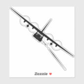 ブラックAC-130フロントビューシルエット シール (シート)